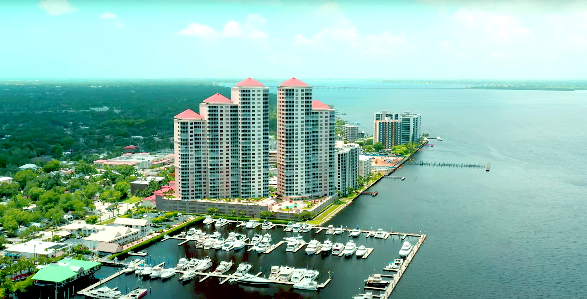 Waterfront towers and marina in Fort Myers
